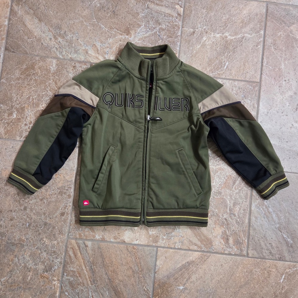 Quiksilver Toddler Boys Green Track Jacket Full Zip Logo Size 2T‎